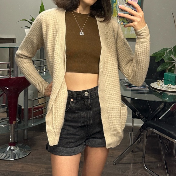 Vintage Rachel Zoe Cream beige 100% cashmere cardigan - Picture 2 of 7